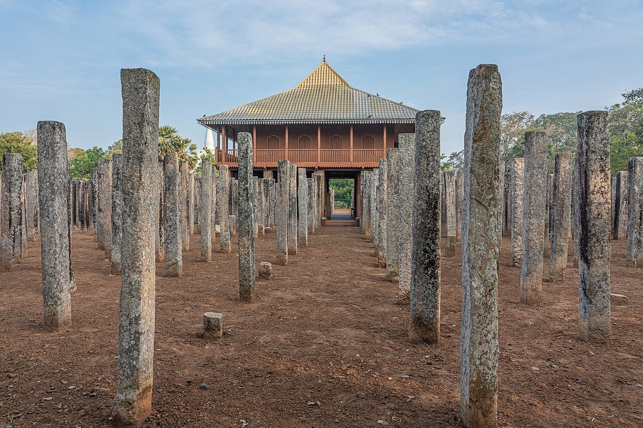 Real photo of the standing granite columns of ancient Lovamahapaya